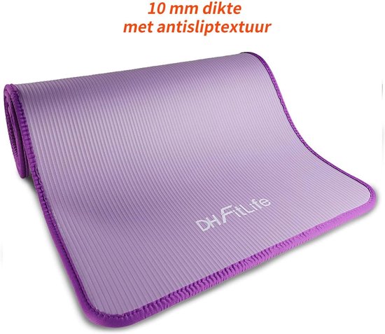 DH FitLife Trainingsmat, fitnessmat, sportmat, 183 x 61 x 1 cm, extra scheurvast, yogamat, antislip en dik, workout mat (paars)