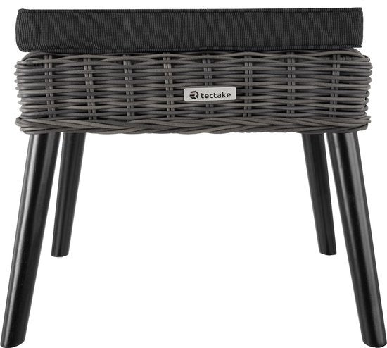 tectake - Wicker schommelstoel Rovigo met voetenbank Vibo - grijs - poly-rattan