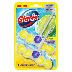 Glorix Power Clean Toiletblok Citroen – Anti-Kalk – Reinigend Schuim – Frisse Geur