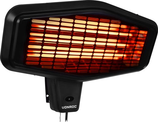 VONROC Sfeervolle terrasverwarmer – Amiata 2200W – Krachtige infraroodlamp – 3 warmteniveaus – Voor muur montage