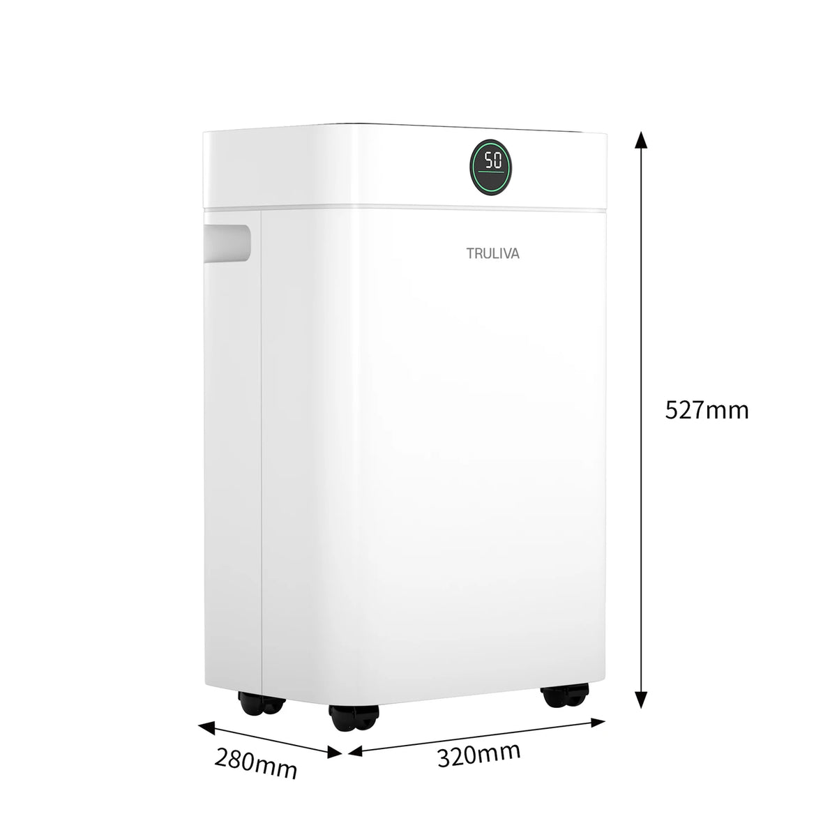 Truliva Luchtontvochtiger 25 L/dag - Wasdroogfunctie - Auto Defrost - R290 - 2,8 L Watertank - 32 x 28 x 52,7 cm