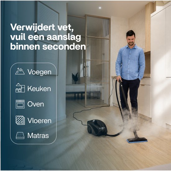 Techweise TS3 - Stoomreiniger - Reinigingsmachine - 2600W 4,2 Bar Stoomdruk - Natte & Droge Stoom - Voor vloer, badkamer, auto en meer - 5m Kabel - Binnen 1 minuut opgewarmd