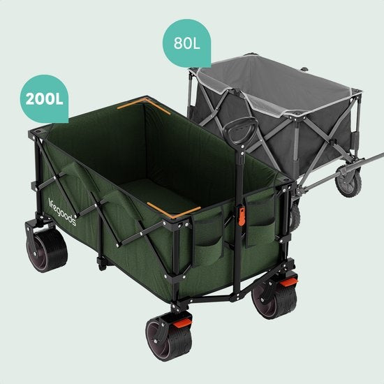 LifeGoods Bolderkar - XL - Opvouwbaar - 200L - 100KG Draagkracht - Groen