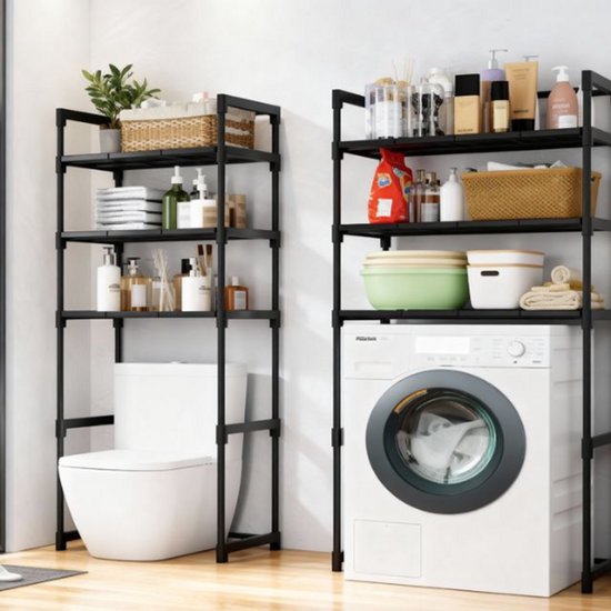 Nexxt Wasmachinerek met Opbergruimte en Haken - 72 x 26 x 162 cm