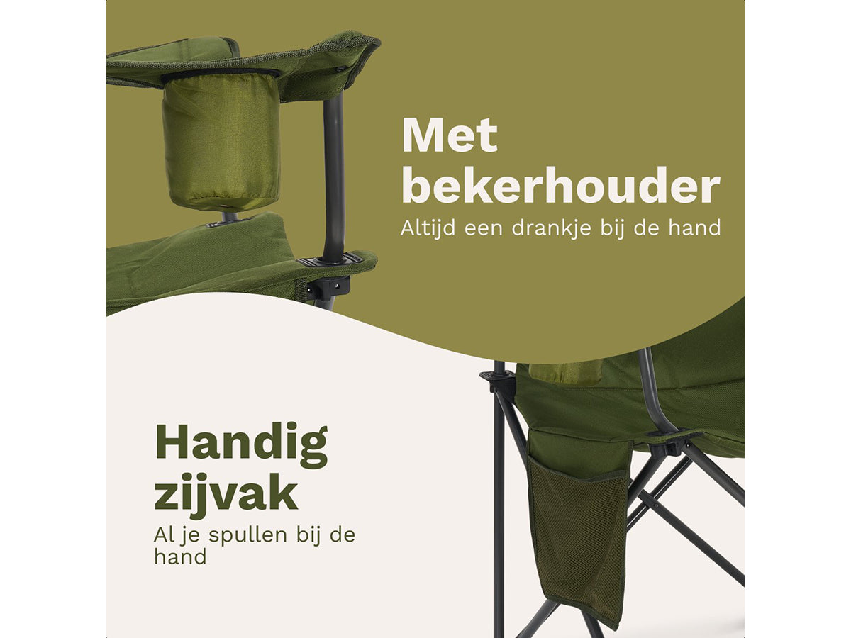 TRVLMORE Campingstoel Small Plus Zwart - 30 x 104 cm Opgevouwen - Draagvermogen 160 kg - Opvouwbaar Design