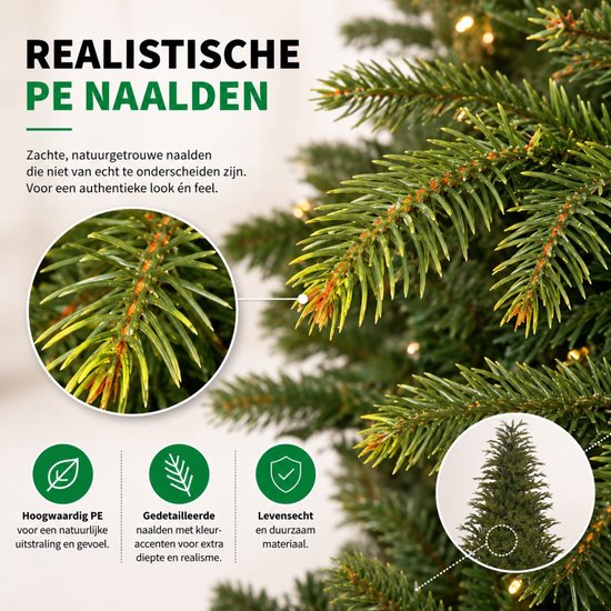 Black Box Trees Frasier Boom - Kerstboom met Natuurlijke Vorm - Kerstversiering voor Binnen - Kunstboom met Scharnierconstructie - Hoogte 185 x Diameter 124 cm - Groen