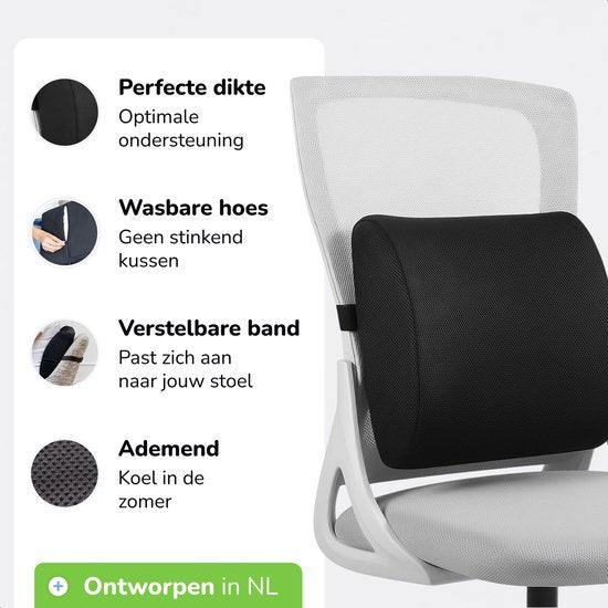 Alyze Ergonomische Rugkussen - Lendekussen Auto - Onderrug - Leeskussen - Traagschuim - Rugsteun Bed & Bank - Orthopedisch Steunkussen met Wasbare Hoes
