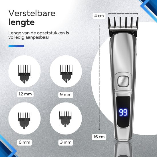 6-in-1 Baardtrimmer Mannen - 6 Verwisselbare Opzetstukken - Trimmer Baard en Lichaam - Bodygroomer - Neus en Oortrimmer