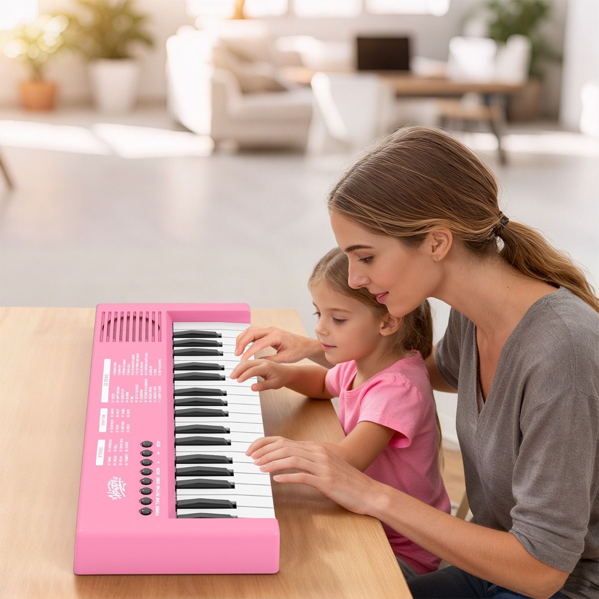 Coast Kinderkeyboard - Elektronische piano met 37 toetsen - 8 ritmes - 8 klankkleuren - Zwart / Roze