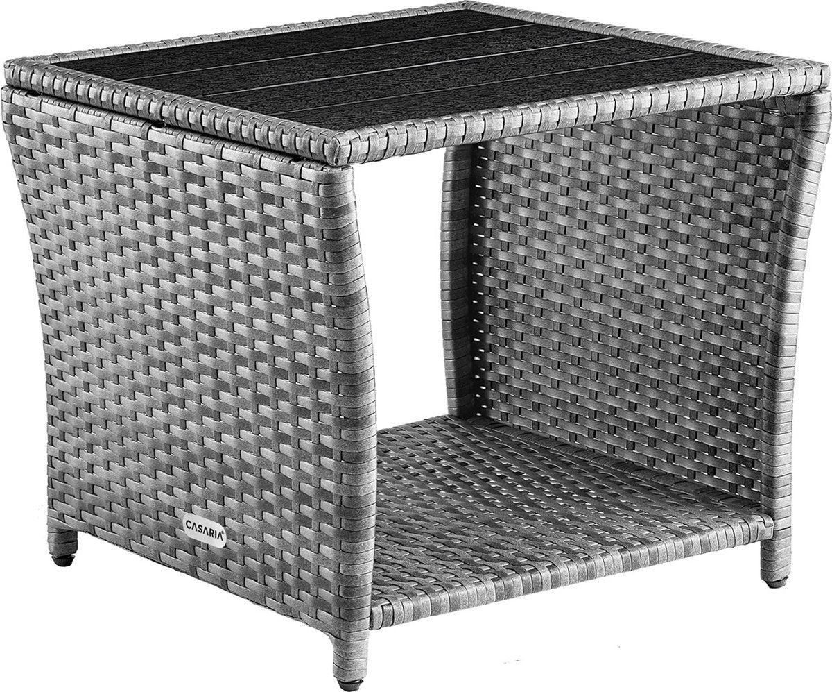 Casaria Polyrattan Bijzettafel - WPC Tafelblad 45x45x40cm – Grijs