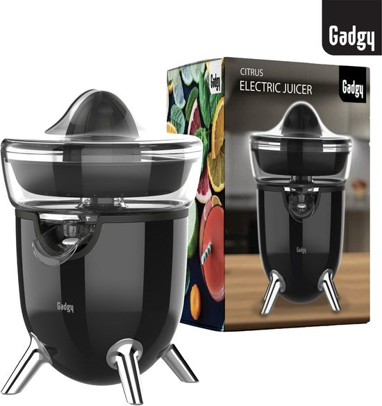Gadgy Citruspers Elektrisch - Sinaasappelpers en Citroenpers met Schenktuit - Juicer met 2 perskegels - Antidrupsysteem - Antislip - 100W - Zwart - Vaatwasserbestendig