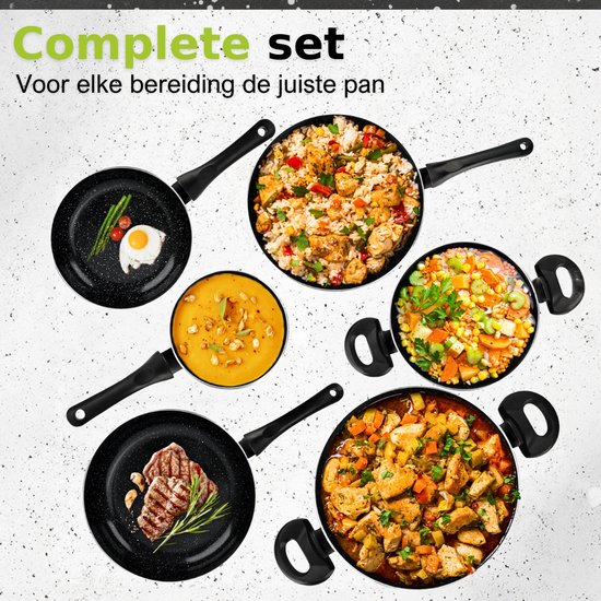 CeraFusion Keramische Pannenset 10-delig - Set met Koekenpannen, Hapjespan, kookpotten - Inductie Pannen - Pannensets Aluminium