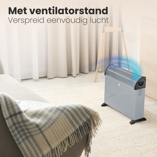 Auronic Elektrische Convectorkachel - 750/1250/2000 Watt - Met Ventilator - Verwarming - Ventilatorkachel - Grijs