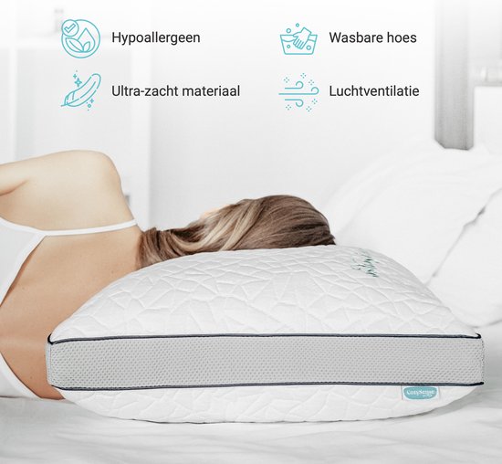 CozySense® Hoofdkussen Traagschuim - Ergonomisch Memory Foam Kussen - Tegen Nekklachten - Aanpasbaar Slaapkussen - Pillow - Zijslaper, Rug-, & Buikslaper