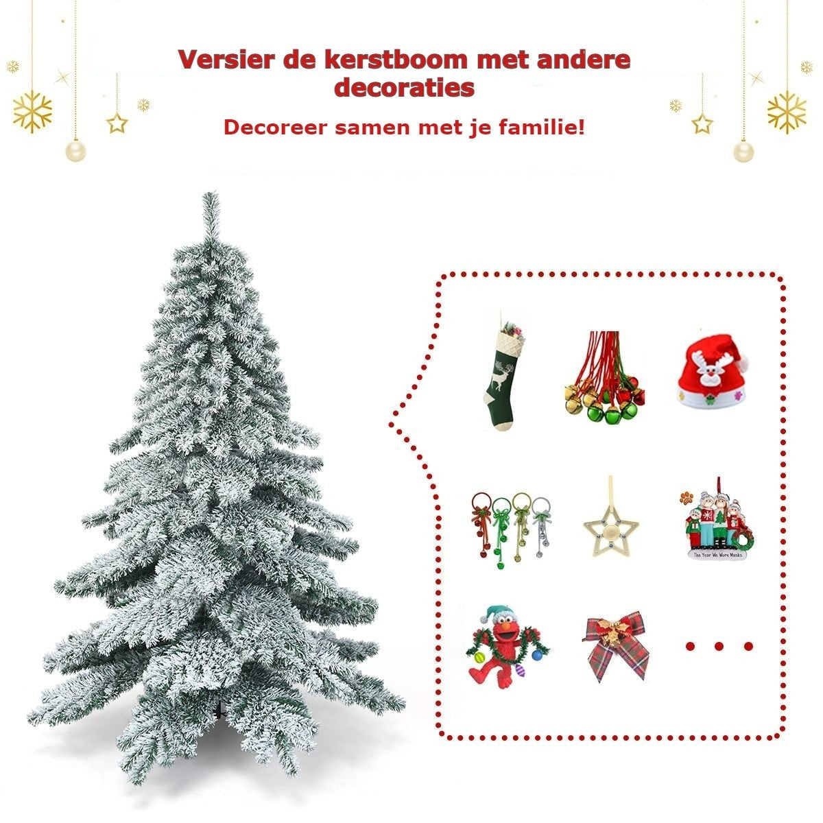 Coast Kunstkerstboom - Met Sneeuwvlokken - Groen + Wit - 180 cm