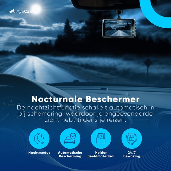 AyeCam Dashcam Pro – Dashcam voor Auto voor en Achter - FULL HD & Nachtvisie – G-Sensor - Incl. 32GB SD
