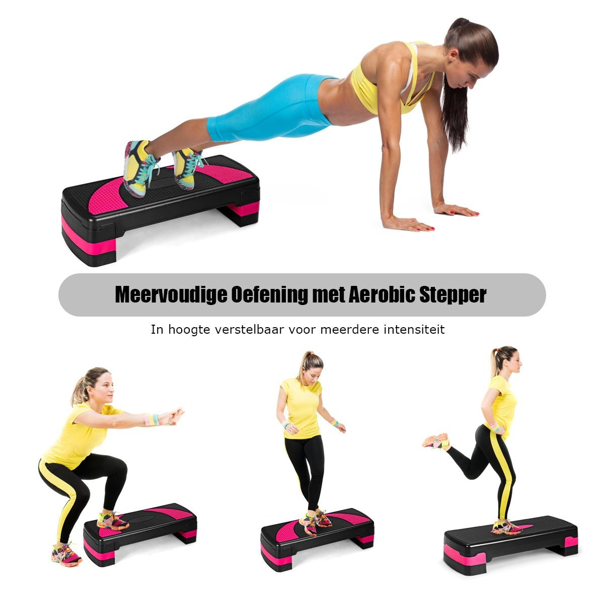 Coast Aerobic Stepper Fitness - Verstelbaar - Zwart/Roze