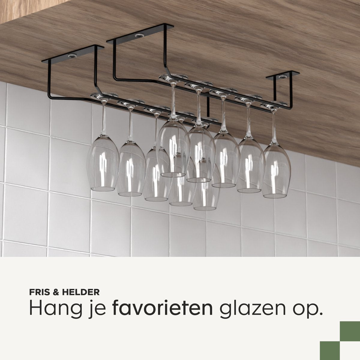 Noswo Wijnglazenhouder - Hangend Wijnglazenrek voor Stijlvolle Opslag - Zwart