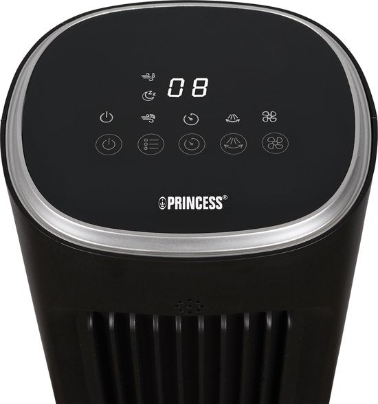 Princess DC Torenventilator 101cm – Extra Stil - 12 Snelheden – Oscillatie – Timer 1-8uur – Met Afstandsbediening - Staande Ventilator – 50W– Zwart - 352390