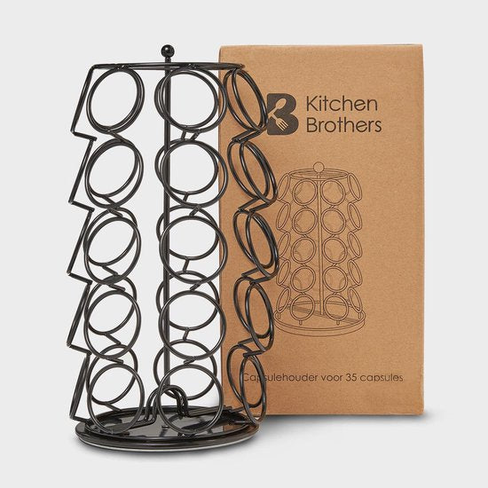 KitchenBrothers Capsulehouder - Koffiecups houder - Geschikt voor Dolce Gusto - 35 Cups - Draaibaar - Zwart