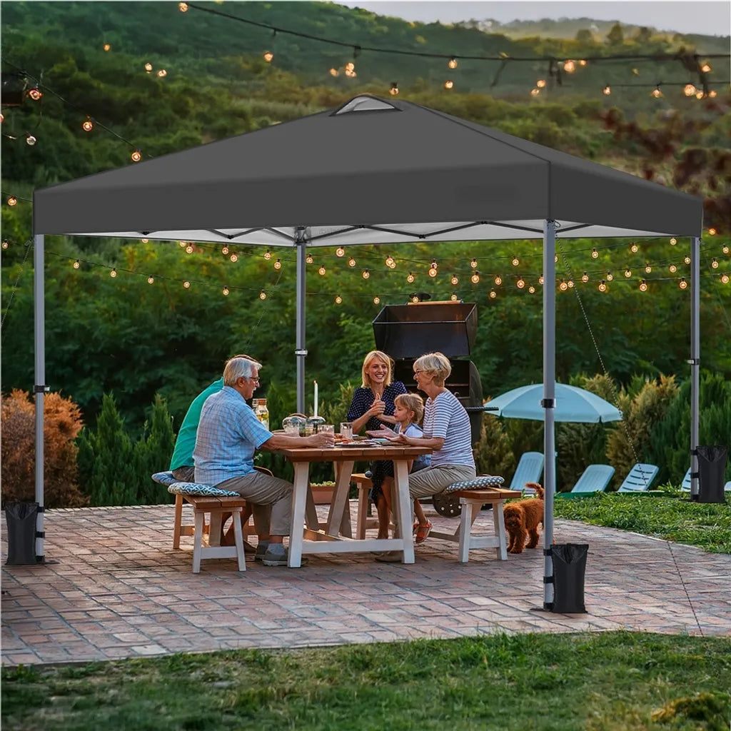 Yaheetech Partytent - 3 x 3 m - Met Zijwand - Verstelbaar 171-266 cm - Waterdicht - Donkergrijs