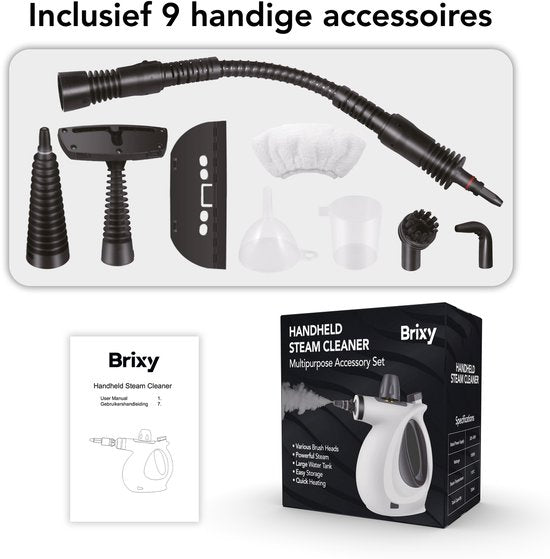 Stoomreiniger - Handstoomreiniger - Vlekkenreiniger - Vloer, Badkamer, Keuken - Tapijtreiniger - 1200W - Infinity Goods