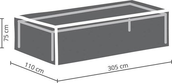 Perel Buitenhoes voor tafel tot 300 cm, grijs, rechthoekig, 305 cm x 110 cm x 75 cm