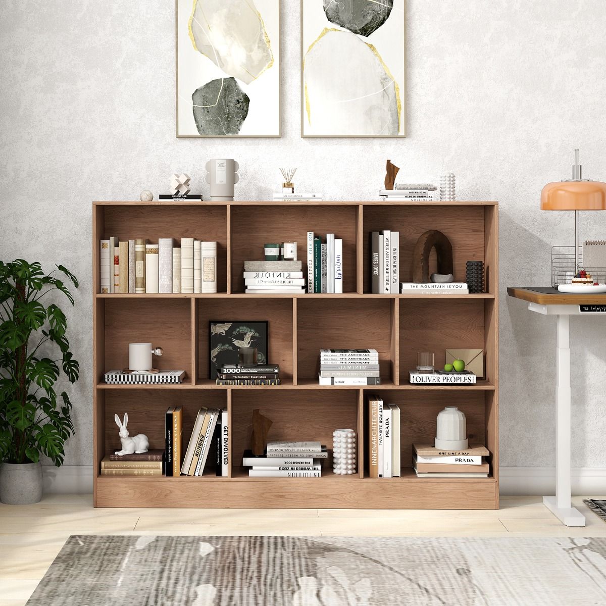 Coast Boekenkast - 10 open vakken - 3 niveaus - 140 cm - Natuurlijk hout