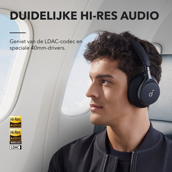 Anker soundcore Space One Draadloze Headset - Noise Cancelling - Zwart