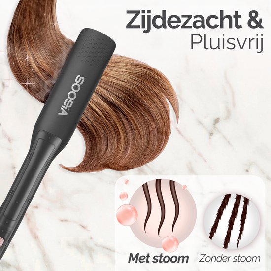 Soosia SteamStyler – Stoom Stijltang & Krultang – Stoomtechnologie – Instelbaar 100°C tot 230°C