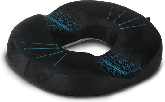 LifeGoods Donut Zitkussen – Ergonomisch Stoelkussen – U-vorm – Wasbare Hoes – Zwart