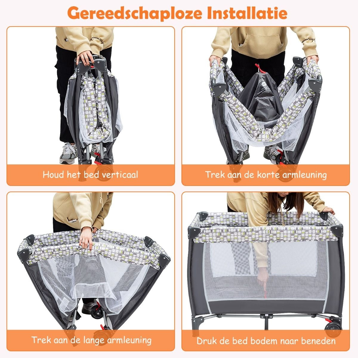 Coast 3-In-1 Inklapbaar Reisbed & Verschoonbed & Box met Afneembaar en Verstelbaar Gaas