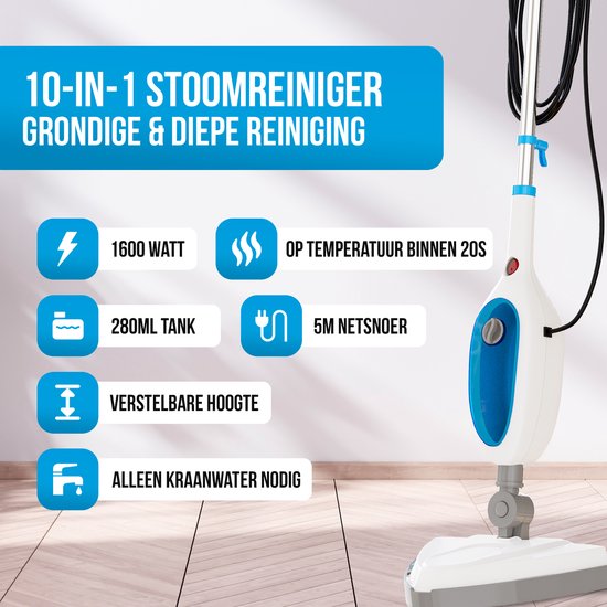 Strex 12-in-1 Stoomreiniger - Handstomer - Tapijtreiniger - 1500W - 280 ml - Harde/Zachte Ondergronden
