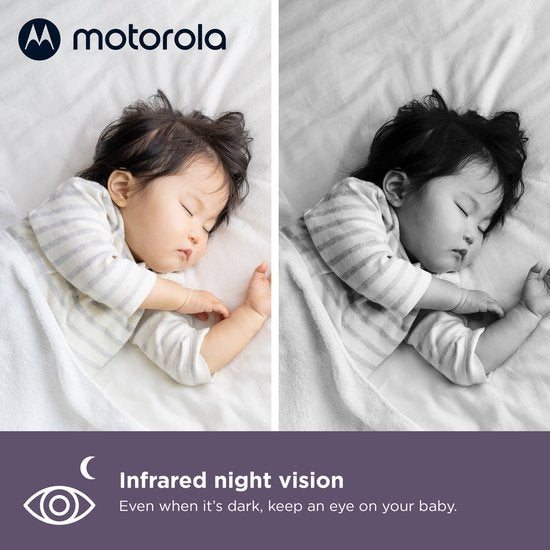 Motorola VM64 Babyfoon met Camera en App – 4.3” WiFi Video Baby Monitor met Smartphone App – 2-weg Audio, Nachtzicht, Temperatuur, Slaapliedjes, Digitale zoom