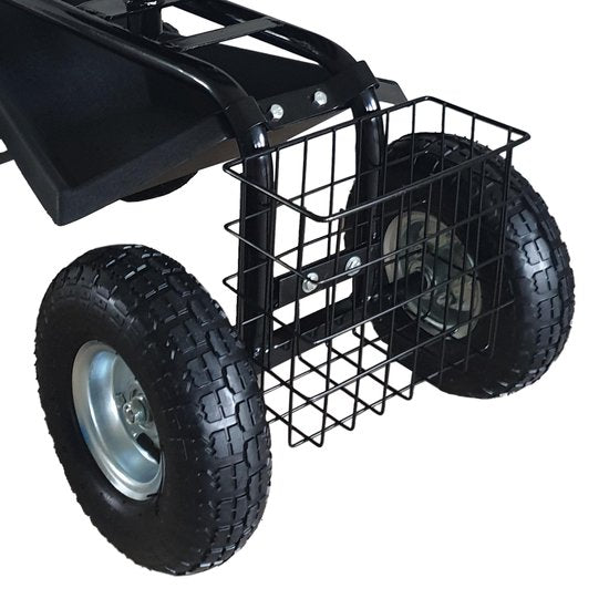 AXI AG22 Tuinkrukje op wielen voor de tuin in Zwart - Tuinkruk - Knielkruk van metaal met maximale belasting van 150 kg - Zitkruk met opbergruimte voor bij het tuinieren