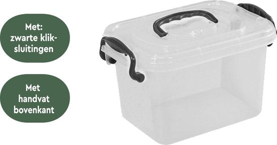 BRASQ Opbergbox 6 Liter - Set van 3 - Plastic Opbergbox - Transparant - Opbergbak - Opbergdoos met deksel