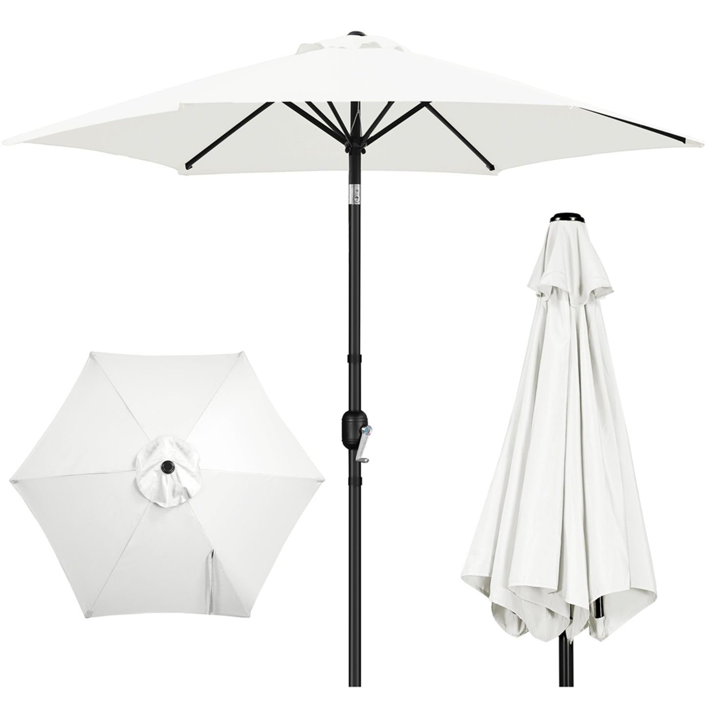 Yaheetech Parasol met Kruk en Kantelfunctie ø 269 cm - UV Werend UPF50+ - Cremewit