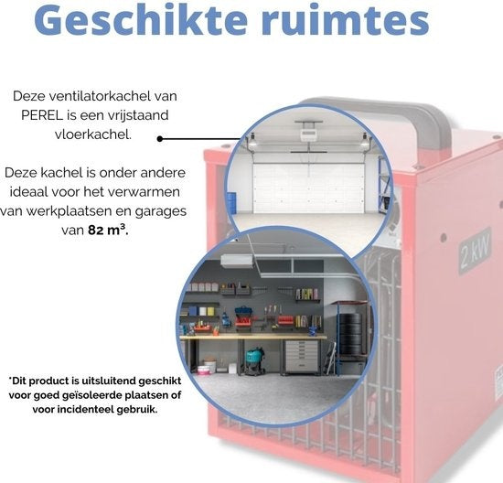 Perel Ventilatorkachel, voor binnen, 3 warmtestanden, 2000 W