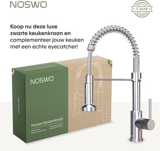 Noswo Spoelkraan – Uittrekbar & Dubbele Straal – 43 x Ø5 cm – Chroom