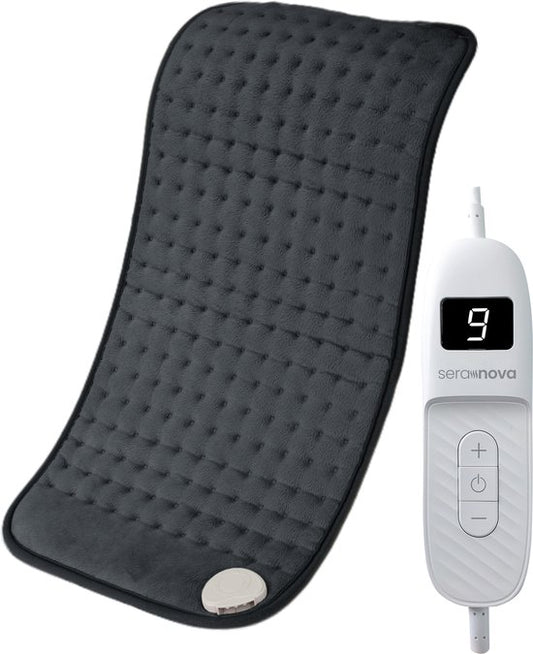Seranova Elektrisch Warmtekussen voor Rug, Voeten, Nek, Schouders, Buik - Heating Pad - Verwarmingskussen - Wasmachine - 40x30cm - Donkergrijs