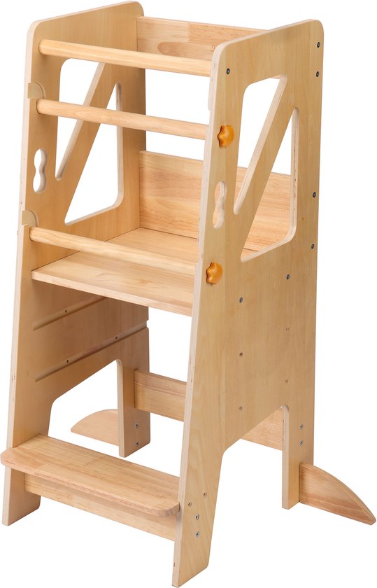 Sunny Liv Leertoren Naturel – Houten Montessori-geïnspireerd Keukenhulpje – Verstelbare Kinder Keukentoren – Veilig en Educatief Speelgoed