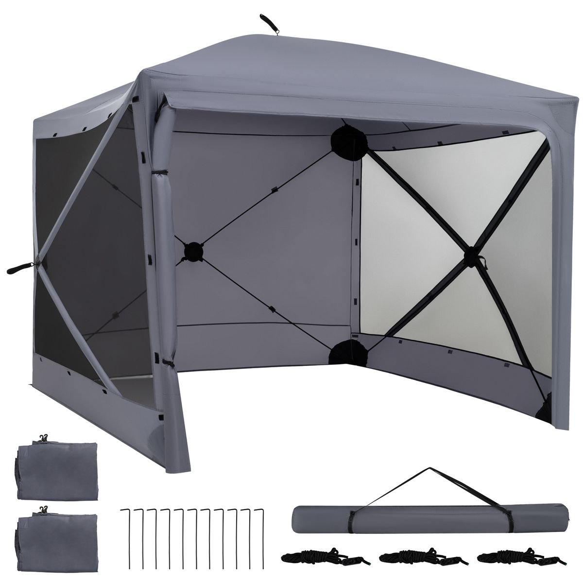 Coast Pop-up Vouwtent - met zonwering - afneembare zijwanden - donkergrijs - 240 x 240 x 220 cm