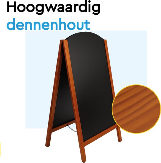 BRASQ Krijtstoepbord Elegance Mahonie - 70x130 CM - Krijtbord - Reclamebord - Stoepbord - Dubbelzijdig - voor Binnen en Buiten - Horeca