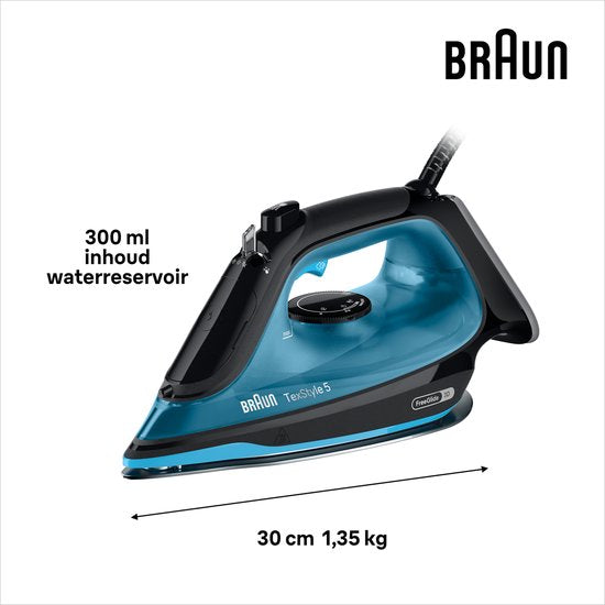 Braun TexStyle 5 SI5256BL - Stoomstrijkijzer - Glijdt Moeiteloos Achteruit - Zelfreinigend - Blauw