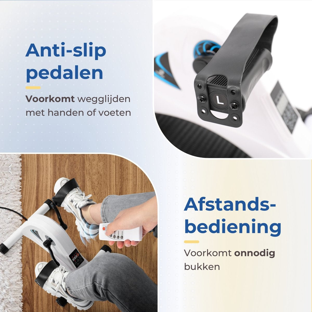 SafeLife Mini Hometrainer – Elektrisch & Verstelbare Weerstand – 26 x 40 x 34 cm – Wit