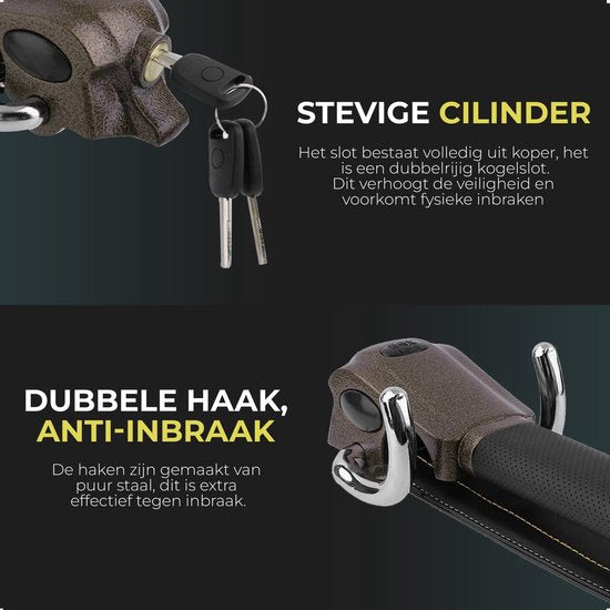 Gtrise Stuurslot Voor Auto - Stoplock - Auto - Camper - Pro - Met Ebook & Opbergtas