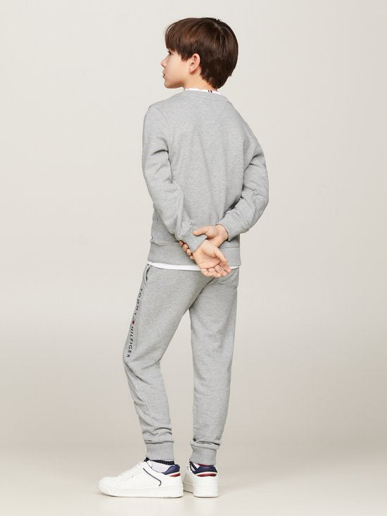 Tommy Hilfiger Essential Sweatshirt Kids - Lichtgrijs Melange - Maat 14 - Biologisch Katoen