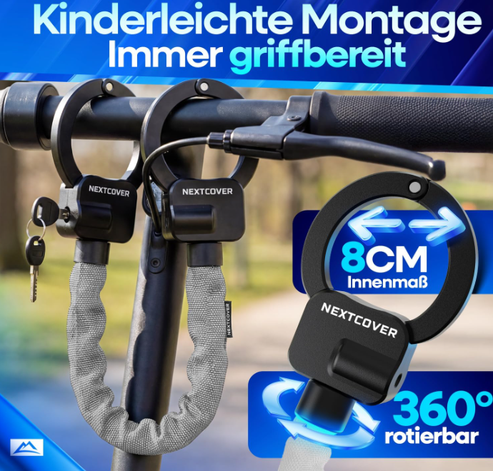 NEXTCOVER E-scooterslot met handboeienmodel - 90 cm - Staal - Reflecterend