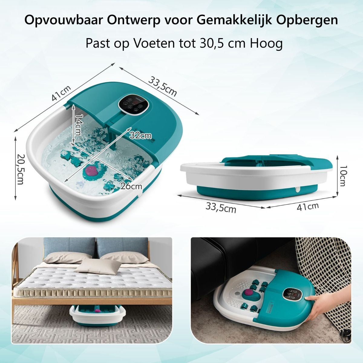 Coast Masssage voetenbad - Opvouwbaar - Elektrisch - 500W - tot 45°C - Met afstandsbediening