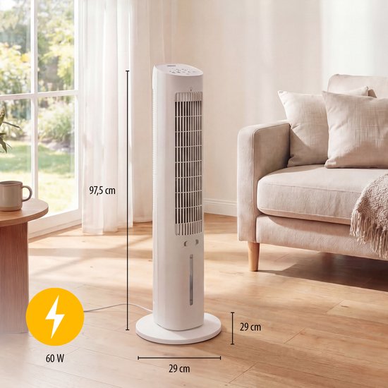 Tristar AT-5479 - Luchtkoeler - Aircooler - 3 Liter - 3 Snelheden - Timerfunctie - Oscillerend - Stil & Compact - Wit